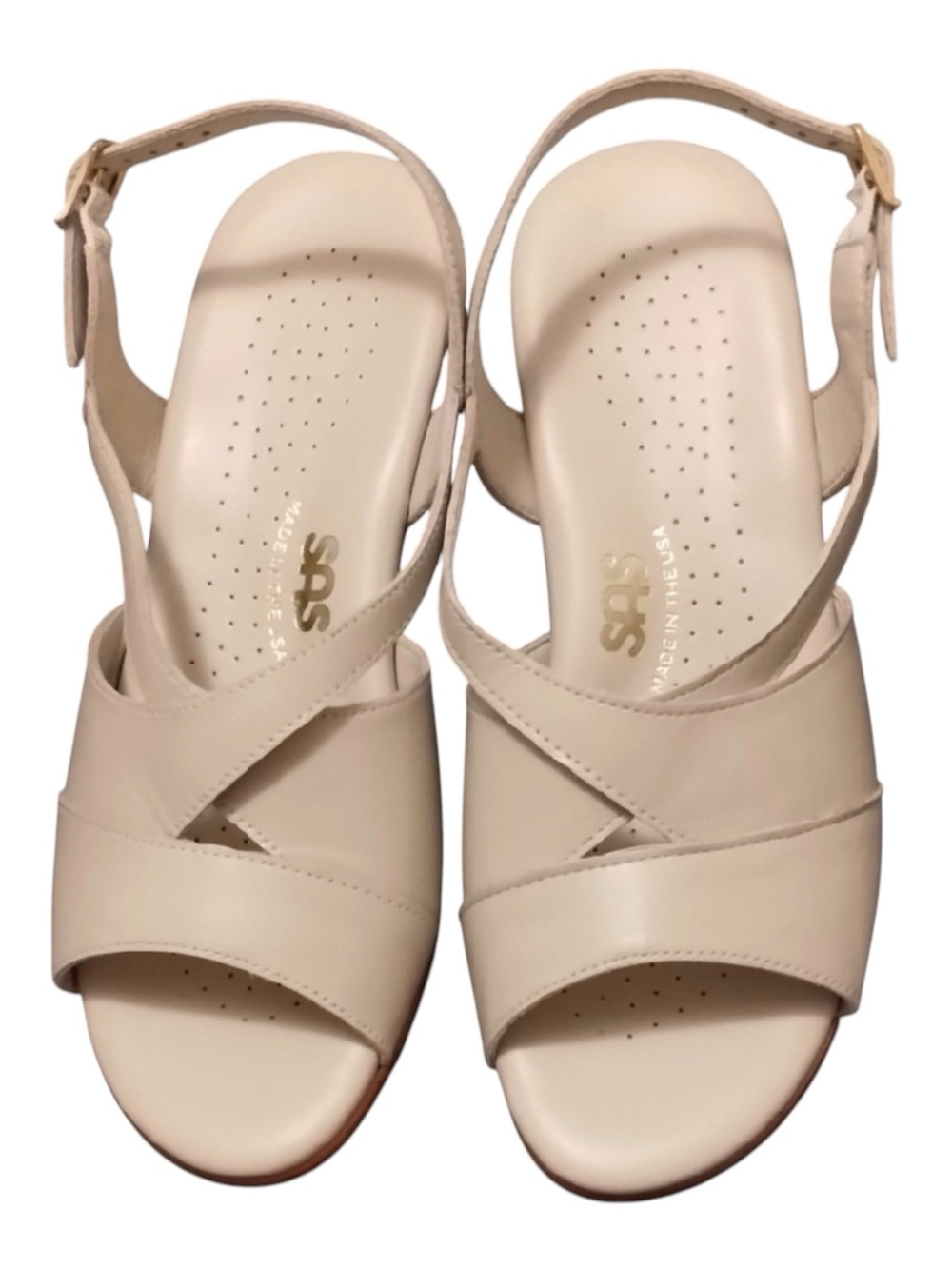 SAS Women's cream Leather Crisscross Slingback Sandals